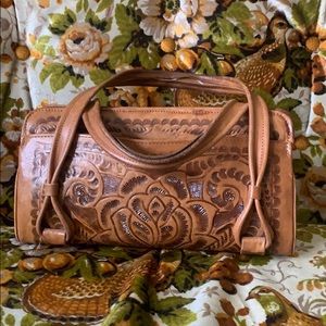 Vintage boho leather purse handbag